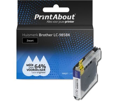 PrintAbout Huismerk Brother LC-985BK Inktcartridge Zwart