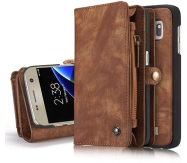 Caseme Samsung Galaxy S7 Lederen Portemonnee Hoesje - uitneembaar met backcover (Coffee)