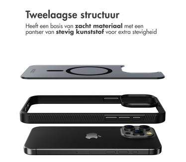 Accezz Rugged Frosted Backcover met MagSafe iPhone 15 Pro Max - Zwart