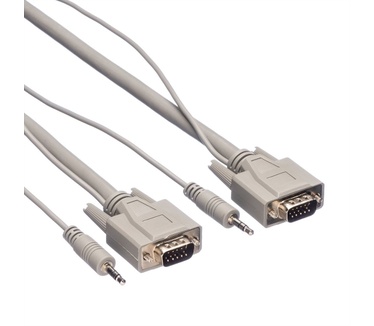 Roline combikabel, VGA + audio, M/M 3 m Grijs, Zwart