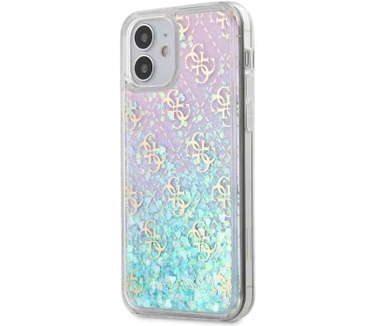 Guess 4G Liquid Glitter Case - iPhone 12 Mini (5.4") - Blauw  Blauw