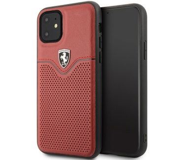 Ferrari Perforated Leather Hard Case iPhone 11 (6.1") - Rood  Rood