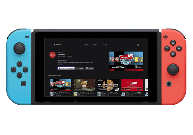 Twitch-app op Nintendo Switch