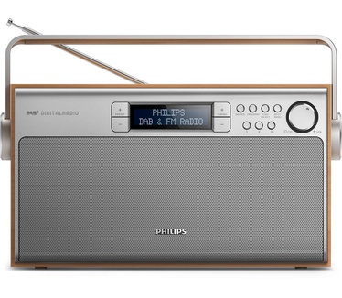 Philips AE5220/12 draagbare Radio (digitale UKW-Tuner, DAB+, batterij/netvoeding, 6W RMS) zwart/bruin