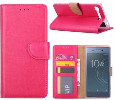 Luxe Lederen Bookcase hoesje voor de Sony Xperia XZ1 - Roze (Sony Xperia XZ1) Roze