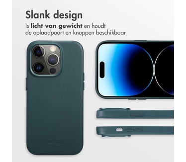 Accezz MagSafe Leather Backcover iPhone 14 Pro - Donkergroen