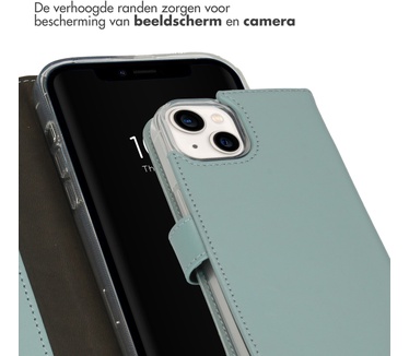 Selencia Echt Lederen Bookcase iPhone 14 - Air Blue