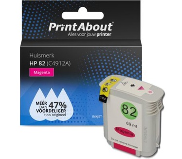 PrintAbout Huismerk HP 82 (C4912A) Inktcartridge Magenta