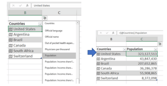 Microsoft Office 365 Excel datatypes