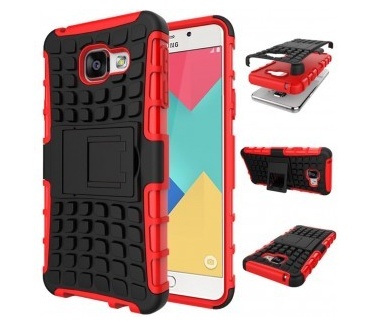 qMust Samsung Galaxy A3 (2016) Rugged Hybrid Case - Dual Protection - Red