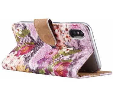 Slangen en Bloemen print lederen Bookcase hoesje voor de Apple iPhone X - alle kleuren (Apple iPhone X) Multi-color