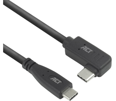 ACT AC7407 - USB 3.2 Gen1 aansluitkabel C male (recht) - C male (haaks) 2 meter Zwart