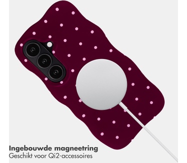 Selencia Vivid Wavy Backcover met MagSafe voor de Samsung Galaxy S26 - Happy Dots Burgundy