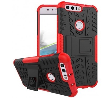 qMust Huawei Honor 8 Rugged Hybrid Case - Dual Protection - Rood