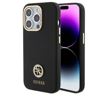 Guess 4G Silicone Back Case - iPhone 15 Pro Max (6.7") - Zwart Zwart