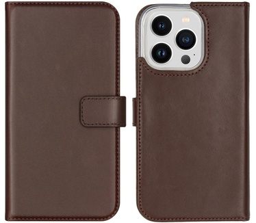 Selencia Echt Lederen Bookcase iPhone 14 Pro - Bruin