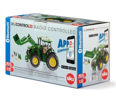 Siku Control, John Deere 7310R Tractor met voorlader groen metaal,kunststof 1:32 op afstand bestuurbaar via bluetooth-app excl. controller