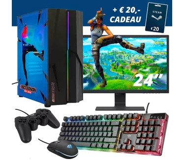 ScreenON - Fortnite Edition Gaming Set - X10899 - V3 (GamePC.X10899 + 24 Inch Monitor + Toetsenbord + Muis + Controller)