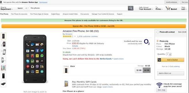 Amazon Fire Phone aanbieding
