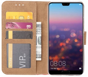 Planten print lederen Bookcase hoesje voor de Huawei P20 Lite - Wit (Huawei P20 Lite) Wit