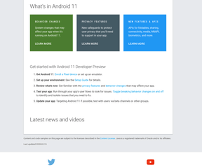 Android 11-site die kort online stond. Bron: Android Police
