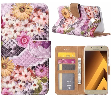 Slangen en Bloemen print lederen Bookcase hoesje voor de Samsung Galaxy A7 2017 - alle kleuren (Samsung Galaxy A7 2017) Multi-color