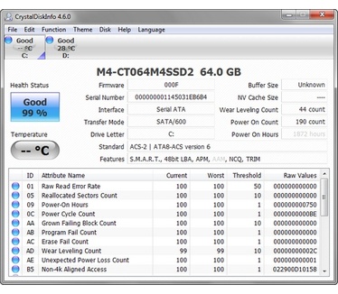 CrystalDiskInfo 4.6.0 screenshot (481 pix)