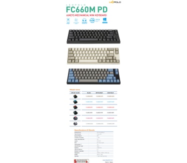 Leopold FC660M PD TKL white PBT Keycaps MX Blue US