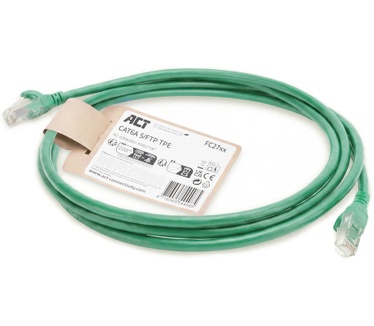 ACT Groen 3 meter TPE S/FTP CAT6A ultra-flex patchkabel snagless met RJ45 connectoren