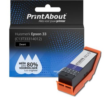 PrintAbout Huismerk Epson 33 (C13T33314012) Inktcartridge Zwart