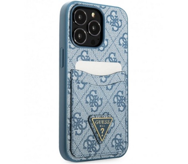 Guess 4G Double Card Back Case - iPhone 13 Pro Max (6.7") - Blauw Blauw
