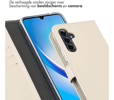 Selencia Echt Lederen Bookcase Samsung Galaxy A34 (5G) - Greige