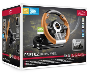 Speedlink , DRIFT O.Z. Racing Wheel (Black / Orange) (SL-6695-BKOR-01) Geel, Zwart, PC
