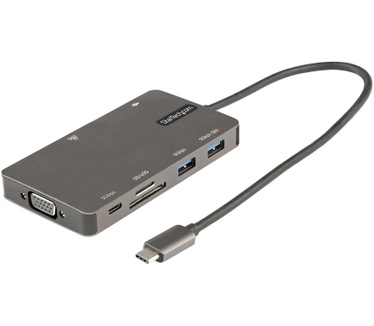 Startech.com USB C Multiport Adapter, HDMI 4K 30Hz of VGA Travel Dock, 5Gbps USB 3.0 Hub (USB A / USB Type-C Ports), 100W Power Delivery, SD/Micro SD Card Reader, GbE, 30cm Kabel, USB-C Mini Dock