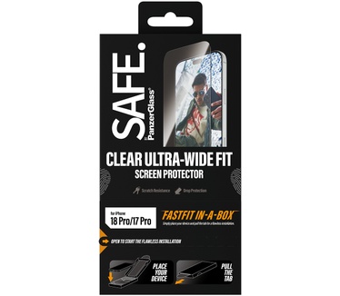 PanzerGlass CUSTOMIZED OR_BE - SAFE. by PanzerGlass® Screen Protector iPhone 18 Pro | Ultra-Wide Fit w. FASTFIT IN-A-BOX