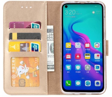 Luxe Lederen Bookcase hoesje voor de Huawei Nova 4 - Goud (Nova 4) Goud