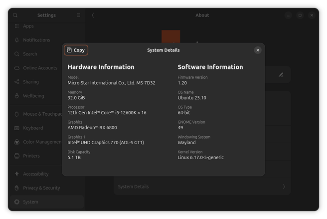 Ubuntu 25.10 - Wayland
