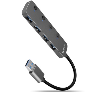 Axagon HUE-MSA Superspeed USB-A Switch Hub 4x USB 3.0 aktiv - 20cm schwarz