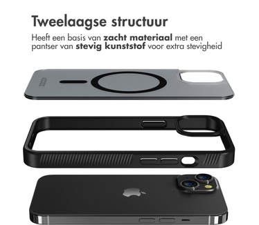 Accezz Rugged Frosted Backcover met MagSafe iPhone 14 - Zwart