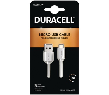 Duracell 1m USB - microUSB Wit