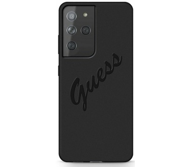 Guess Silicone Vintage Back Cover Samsung Galaxy S21 Ultra Zwart Zwart