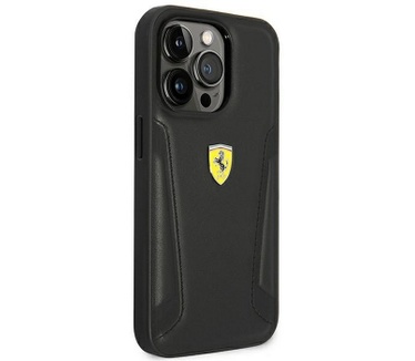 Ferrari Leather Stamp Sides Back Case iPhone 14 Pro (6.1") Zwart Zwart