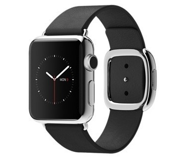 Apple Watch 38mm Roestvrij Staal - Zwart bandje, moderne gesp (groot) Zwart (Zwart)