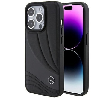 Mercedes-Benz Wave Leather Case - iPhone 15 Pro Max (6.7") Zwart Zwart