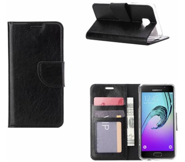 Luxe Lederen Bookcase hoesje voor de Samsung Galaxy A3 (2016) - Zwart (Samsung Galaxy A3 (2016)) Zwart