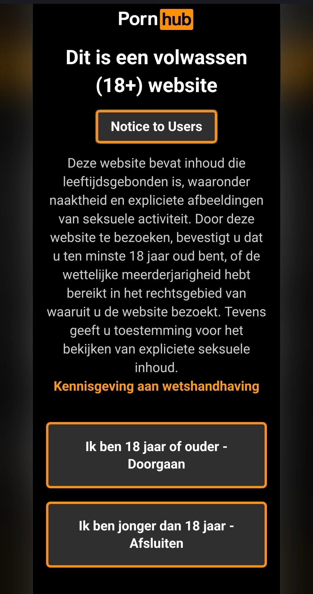 Pornhub melding 18+ op telefoon