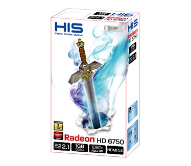 HIS 6750 Fan 1GB DDR3 PCI-E DVI/HDMI/VGA
