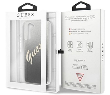 Guess Gradient Vintage Glitter Case - Samsung Galaxy S21 - Zwart Zwart