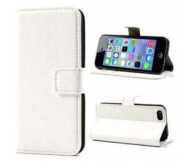 KEES Lederlook Portemonnee Hoesje Apple iPhone 5C - Wit