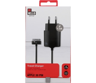 BeHello Travel Charger 30 pin with Cable (1,2m) 1A Straight Black
